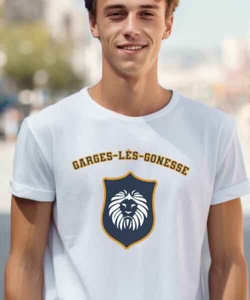 T-Shirt Blanc Garges-lès-Gonesse blason Pour homme-2