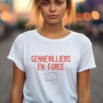 T-Shirt Blanc Gennevilliers en force Pour femme-1