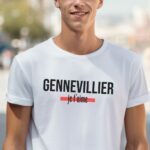 T-Shirt Blanc Gennevilliers je t'aime Pour homme-2