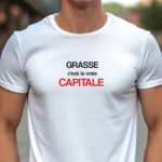 T-Shirt Blanc Grasse c'est la vraie capitale Pour homme-1