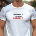 T-Shirt Blanc Grenoble c'est la vraie capitale Pour homme-1