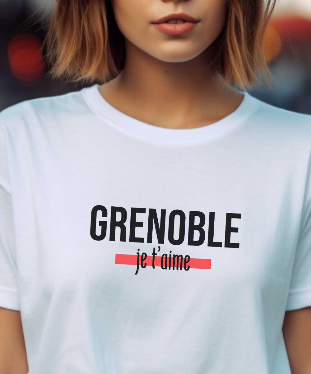 T-Shirt Blanc Grenoble je t'aime Pour femme-2