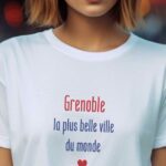 T-Shirt Blanc Grenoble la plus belle ville du monde Pour femme-1