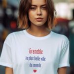 T-Shirt Blanc Grenoble la plus belle ville du monde Pour femme-2