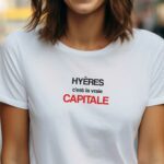 T-Shirt Blanc Hyères c'est la vraie capitale Pour femme-1
