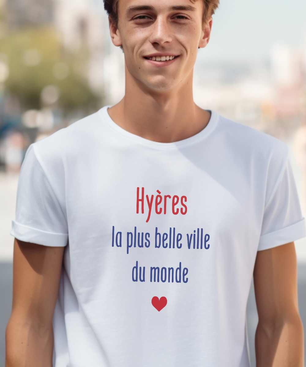 T-Shirt Blanc Hyères la plus belle ville du monde Pour homme-1