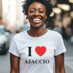 T-Shirt Blanc I love Ajaccio Pour femme-2