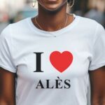 T-Shirt Blanc I love Alès Pour femme-1