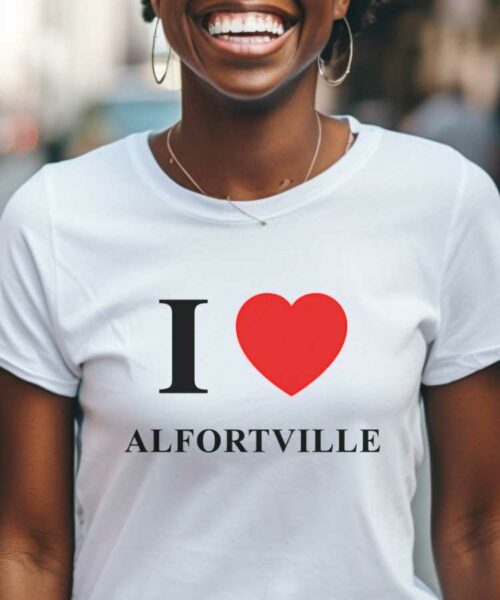 T-Shirt Blanc I love Alfortville Pour femme-1