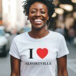 T-Shirt Blanc I love Alfortville Pour femme-2