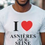 T-Shirt Blanc I love Asnières-sur-Seine Pour homme-1
