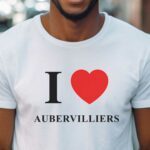 T-Shirt Blanc I love Aubervilliers Pour homme-1