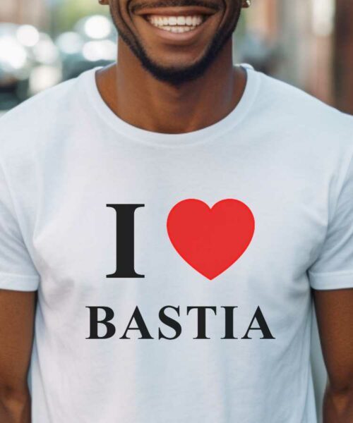 T-Shirt Blanc I love Bastia Pour homme-1