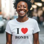 T-Shirt Blanc I love Bondy Pour femme-2