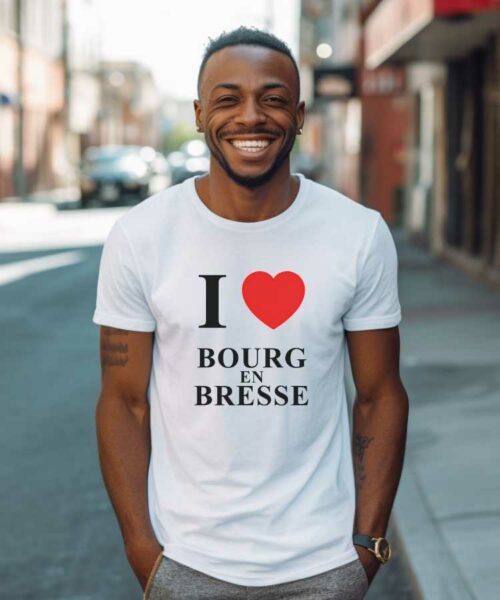 T-Shirt Blanc I love Bourg-en-Bresse Pour homme-2