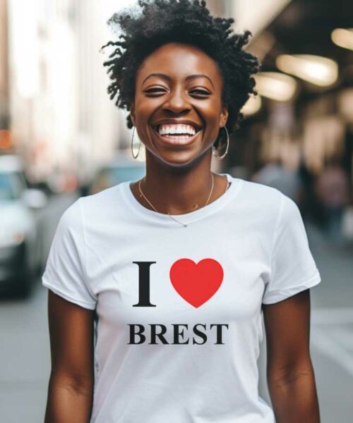 T-Shirt Blanc I love Brest Pour femme-2
