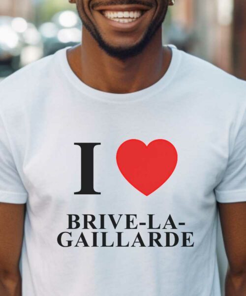 T-Shirt Blanc I love Brive-la-Gaillarde Pour homme-1