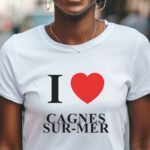 T-Shirt Blanc I love Cagnes-sur-Mer Pour femme-1