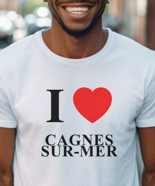 T-Shirt Blanc I love Cagnes-sur-Mer Pour homme-1