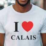 T-Shirt Blanc I love Calais Pour homme-1