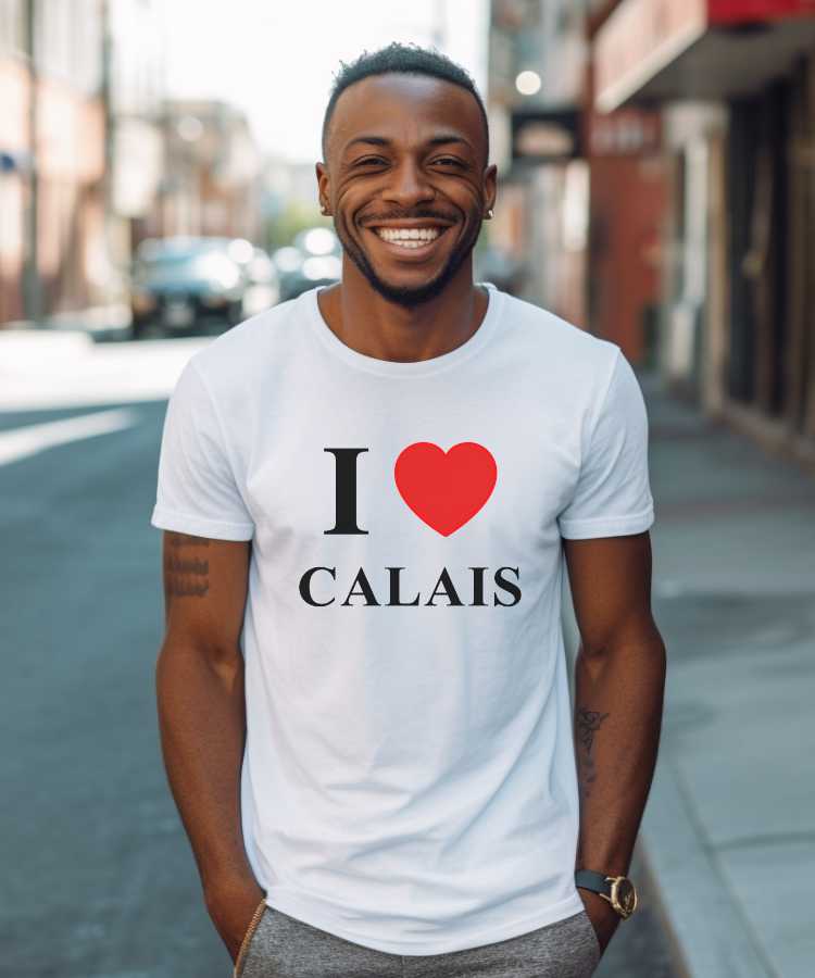 T-Shirt Blanc I love Calais Pour homme-2