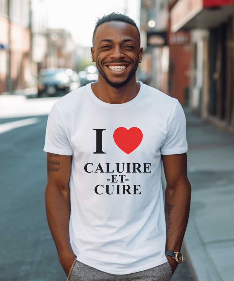 T-Shirt Blanc I love Caluire-et-Cuire Pour homme-2