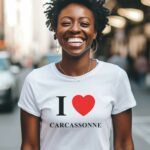 T-Shirt Blanc I love Carcassonne Pour femme-2