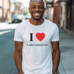 T-Shirt Blanc I love Carcassonne Pour homme-2