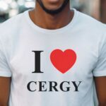 T-Shirt Blanc I love Cergy Pour homme-1
