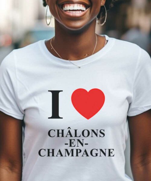 T-Shirt Blanc I love Châlons-en-Champagne Pour femme-1