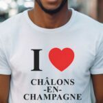 T-Shirt Blanc I love Châlons-en-Champagne Pour homme-1