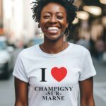 T-Shirt Blanc I love Champigny-sur-Marne Pour femme-2