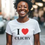 T-Shirt Blanc I love Clichy Pour femme-2