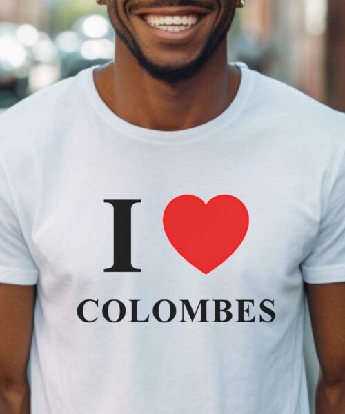T-Shirt Blanc I love Colombes Pour homme-1