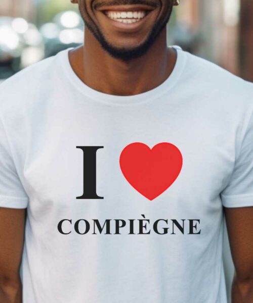 T-Shirt Blanc I love Compiègne Pour homme-1