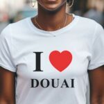 T-Shirt Blanc I love Douai Pour femme-1