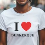 T-Shirt Blanc I love Dunkerque Pour femme-1