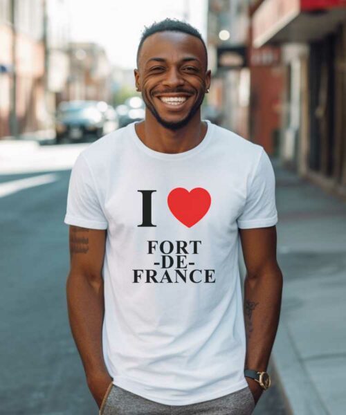 T-Shirt Blanc I love Fort-de-France Pour homme-2