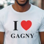 T-Shirt Blanc I love Gagny Pour homme-1