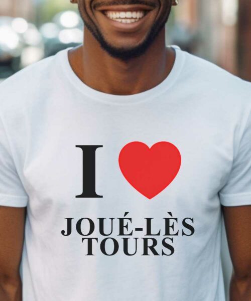 T-Shirt Blanc I love Joué-lès-Tours Pour homme-1