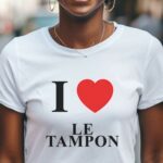 T-Shirt Blanc I love Le Tampon Pour femme-1