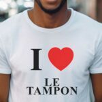 T-Shirt Blanc I love Le Tampon Pour homme-1