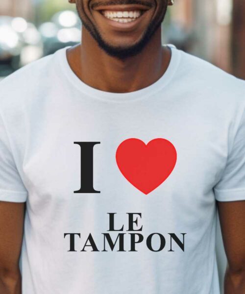 T-Shirt Blanc I love Le Tampon Pour homme-1