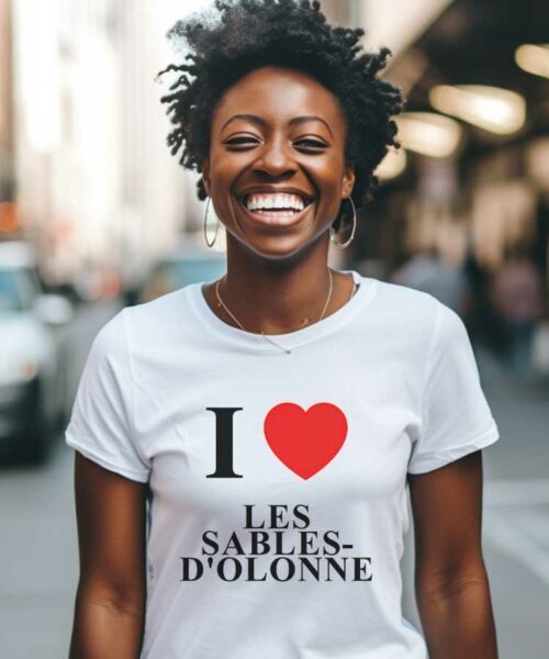 T-Shirt Blanc I love Les Sables-d'Olonne Pour femme-2
