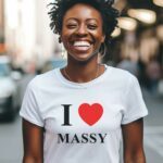 T-Shirt Blanc I love Massy Pour femme-2