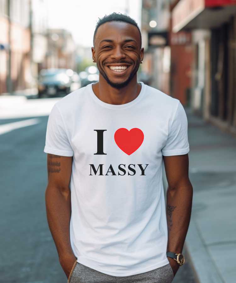 T-Shirt Blanc I love Massy Pour homme-2
