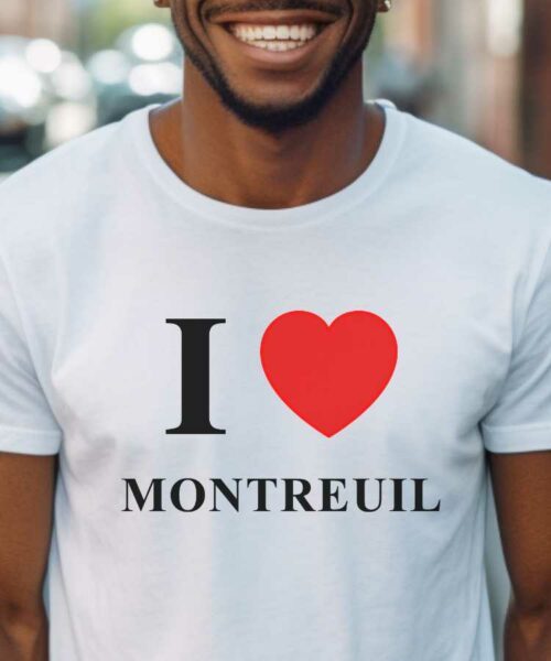 T-Shirt Blanc I love Montreuil Pour homme-1