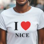 T-Shirt Blanc I love Nice Pour femme-1