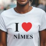T-Shirt Blanc I love Nîmes Pour femme-1