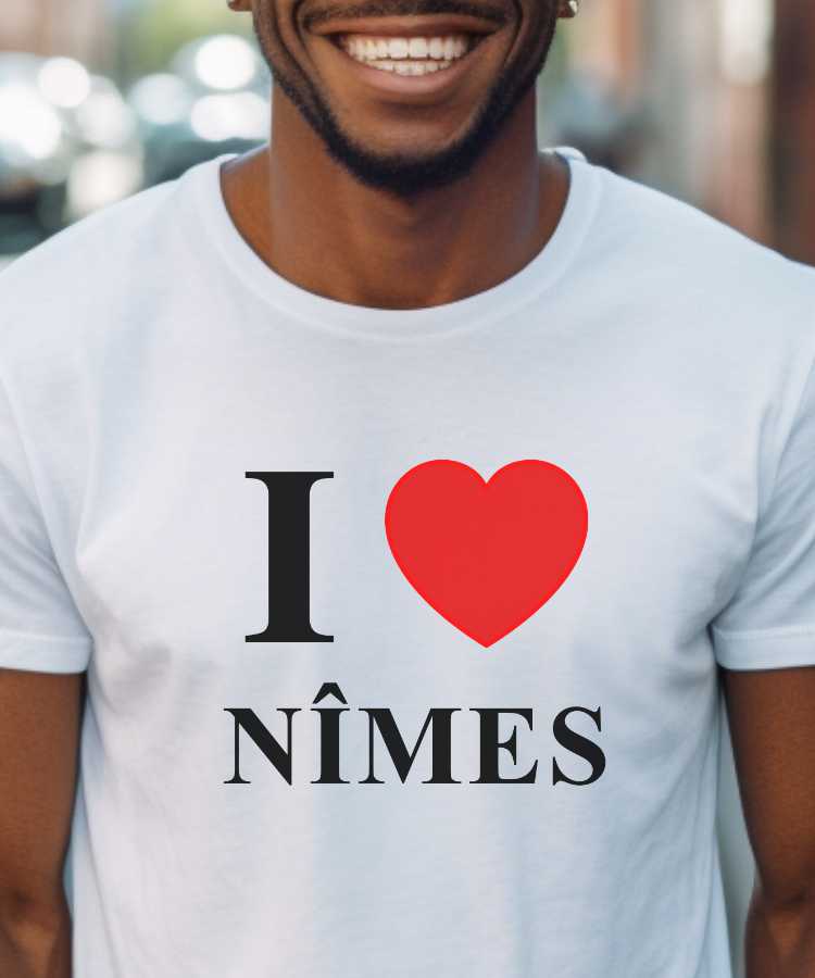 T-Shirt Blanc I love Nîmes Pour homme-1
